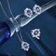 HKHL 925 Silver Tanzanite Blue Sapphire Necklace Women's Light Luxury Niche High-end Earrings Ring Set Birthday Gift Star Language Set (Necklace + Earrings + Ring)