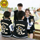 G.duck's unique parent-child clothing, high-end street style mother-son and mother-daughter clothing, western-style jackets, baseball uniforms for a family of three or four, black jacket 120cm