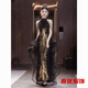 Bajintu black gold halter neck evening dress new style banquet engagement high-end light luxury host art exam performance adult ceremony black gold-halter neck L
