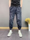 Wear-resistente High-End-High-End-Harem-Jeans-Herren Frühling und Herbststil Trendy vielseitig vielseitig losen, schlanker Fuß Hose kleine Füße Herrenhosen Schwarz L.