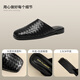 ZHR top layer sheepskin slippers for women in summer retro muller style semi-drag women's outer wear commuter women's shoes S677 noble black 37