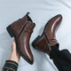 Spider King (ZHIZHUWANG) Broken Size Chelsea Boots Men's Martin Boots Business Casual British Sense High Top Hairstyle Middle Top Pointed Skin Shoes Men 9732 Brown 47