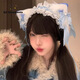 XPEL cat ear hairband female Lolita headdress sweet girl hairpin cos comic exhibition Lolita hairband maid hair accessories animal ears blue hairband + cat ear hairpin
