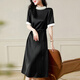 OLJ high-end brand silk dress for women 2025 summer new French elegant slim retro mulberry silk skirt Black M 90-110Jin [Jin equals 0.5 kg]