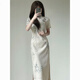 AEMAPE new Chinese gentle retro Republic style cheongsam 2025 summer new young girl improved dress long 718 lily of the valley M suggests 80-95 Jin [Jin equals 0.5 kg]