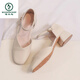 Spechtsandalen für Frauen 2025 Sommer neuer französischer Fairy Style Santer Rock mit mittlerem dicken Absatztemperament Mary Jane Single Schuhe Grün B682 34