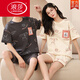Langsha (Langsha) Sommerpaar Pyjama Pure Cotton Short Sleeve Shorts Cartoon-Anzug für Sommer Männer und Frauen süße lässige Heimkleidung können außerhalb hellgrauer kurzärmeliger Kurzhose-Q1396 Hellgrün kleiner M-Frauen getragen werden [80-100jin [Jin gleich 0,5 kg]]