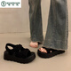 Carpintero francés en francés sandalias gruesas de birkenstock para mujeres en verano de moda 2025 calientes nuevos zapatos de cuña romana khaki 35