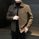 Men's autumn and winter thickened velvet warm cotton coat trendy slim stand collar men's jacket fashionable jacket versatile jacket men brown velvet thickened 2XL recommended 160-180Jin Jin equals 0.5 kg
