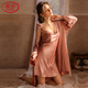 Langsha (Langsha) Pyjamas sexy haut de gamme pour femmes Pure érotique Soil Soiche de nuit Sentiage de nuit 2025 Nouveau style d'été 6629 Couleur de champagne de jupe simple m M