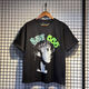 WVGA American Fashion Brand YoungThug Same Sp5der Foam Printing High Street Trendy Loose Camiseta de manga corta Men 6218 Black S Altura 160-170