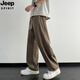 Jeep Spirit Jeep Ice Silk Casual Hosen Herren Sommer 2025 Mesh atmungsaktive coole Sporthosen Loose Straight Herrenhosen K6636 Black M etwa 90-110Jin [Jin gleich 0,5 kg] kann getragen werden