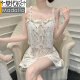 
Modal suspender pajamas for women in summer two-piece set thin ice ribbon chest pad sweet sexy pure and delicate small floral home clothes KZ7371 black butterfly M