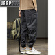 JEEP SPIRIT吉普工装裤男士休闲裤夏季男裤潮牌速干运动长裤子哈伦冲锋束脚裤 卡其色 薄款 L 体重130-150斤