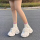 红蜻蜓老爹鞋女2025春夏季厚底增高运动鞋女小众百搭休闲鞋小白鞋 FB9905米色网面款 38