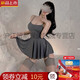霏慕冰丝吊带裙纯欲风睡衣女款性感女款2025新款夏款高级感大 6625吊带裙+7305开裆连裤袜（灰） 均码 【建议体重80-120斤】