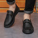 YRC Yierkang 2025 Été Génétique Cuir Cuir Casual Men's Chaussures British Style Chaussures en cuir décontracté Les gens paresseux Kick Hands 9903 Black 43