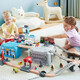 Hape German Hape small train track toy wooden building block assembly and plug-in set multi-functional children's train toy train track transportation hub storage set E3773