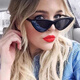 
ins European and American cat-eye sealing sunglasses new retro European and American trendy women's small frame sunglasses round face long face triangle [black]