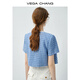 Vega Changvegachang Frauen Kurzjacke 2025 Neue Frühlings- und Sommer Retro Eleganer Stil gewebter kleiner Geschmack Kurzarmjacke Sky Blue_Second Batch s