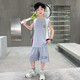 Niños Summer Seda Seda de color secado rápido Uniforme de baloncesto sin mangas 2025 Nuevo chaleco delgado de los niños pantalones cortos de chalecos delgados de los niños Traje gris (Top + pantalones sin mangas) 160 (recomendado dentro de 150)