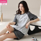 Pajamas de algodón puro de manga corta de mujeres modales para ropa de verano de algodón de algodón puro se pueden usar deportes afuera en el verano Y9859 M 75-95Jin [Jin equivale a 0.5 kg]