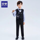 Romon boys dress suit summer suit children's national style new Chinese embroidered vest handsome performance costume black 150