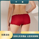 Sihuang Mid-T-Taist Seidenunterwäsche für Frauen 100% Mulberry Seidengestricke sexy Spitze Boxer Shorts Dünne Großgröße Wein Rot 3883+ Dunkelschwarz 3884 m Einzelgröße
