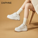 达芙妮;DAPHNE简约透气板鞋女2025秋季新款休闲小白鞋低帮厚底面包鞋系带鞋子女 卡其色 36