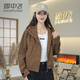 Snow Fly Fashion Schock Kleidung Kurzfrau 2025 Neue Outdoor Mountaineering wasserdichte einfache Herbstjacke Freizeitjacke Trend Latte Brown L 130-140jin [Jin ist gleich 0,5 kg]