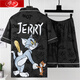 Langsha Pajamas de verano para hombres suelto de manga corta Plus Fat Fat Buste Cartoon Student Cardigan Pajamas Men's Home Traje de ropa para hombres