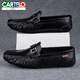 
CARTELO hollow bean shoes for men's summer new breathable men's genuine leather business casual leather shoes men's leather sandals MT9905a-black 38