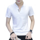 Seven Wolves' hottest high-quality V-neck men's pure cotton short-sleeved T-shirt men's slim casual and versatile half-sleeved shirt top base shirt white Q691 short-sleeved L recommended 100-120 Jin [Jin equals 0.5 kg]