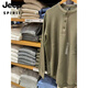 Jeep Spirit High poids Waffle Henry Collar à manches longues T-shirt Men's Curved Hem-Breakfast Breakfast Loose Casual Bottom Shirt Black C4BHB-JX9918 S 90JIN [Jin est égal à 0,5 kg] -110jin [Jin est égal à 0,5 kg]