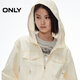 Only2025 Summer Nuevo diseño simple de alambre brillante chaqueta corta con capucha suelta para mujeres 125136032 A06 Invitado White M