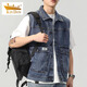 Goldene Schild Männer Denim Jacke Herbst Weste ärmellose Blue Jacket Männer losen vielseitige Weste Frühling und Herbst 9216 Schwarz M