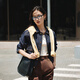 Ep Yaying 2025 Nouveau produit du début de l'automne, Long Velvet Cotton Retro Washing Denim Veste courte Jeste J103A Navy S