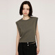 moussy&sly2025夏季简约纯色坎肩圆领无袖休闲针织背心030ISR80-3271 军绿色150 S