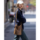 DME (DME) Walks tenue Autumn City Roaming Stand Colder Sweet Spillet Rubber Texture Texture Contrôle de style sweat-shirt pour femmes Navy Blue S