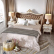 Dingbai French Palace Massive Holz Nachttisch Villa Großer Flachniveau Master-Bett Lounge Locker European Handgeschnitzte Nachttisch Off-White-Nachttisch [670*450*695 mm]