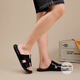 Walker Shop Herren-Sandalen [bevorzugte Top-Layer-Cowide] Neue One-Shot-Flip-Flop-Sommer-Tragen koreanischer Stil personalisierter Strandschuhe schwarz 41