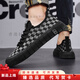 KLWPPS Cañas Zapatos de tela voladora transpirable para hombres 2025 Nuevo estilo no deslizante Casual y versátiles de trabajo para hombres Black 39