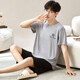 
Wanqin pajamas men's summer loose shorts and shorts plus a large size thin summer home suit wear L [camp 6624 men's home suit 2XL [recommended 140-160Jin [Jin equals 0.5 kg]]