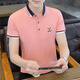 Gy yagel sommer sommer pur cotton herren kurzärmelig t-Shirt Lapel Trendy Business Casual Youth Collar Paul Polo Qy673 Pink 3xl