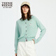 Teenie Weenie Bear Women's Wool Sweater 2025 Autumn New Simple Fashion Light Thin Round Neck Cardigan Mint S