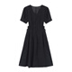 Harudi Hepburn style black French V-neck dress for women 2025 summer new style versatile loose trendy long skirt for women Black M (95-110Jin[Jin equals 0.5 kg])