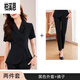 Bai Xien Sales Work Cloth Clothanzuganzug Anzug Erkennen Sie weibliche Sommer 2025 Neues kleines Temperament professioneller Rezeption Manager 9731 Kurzarm schwarzer Anzug + Rock <.Sehe Bild> s