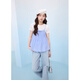 Zihan (ZIHAN) Zihan round neck short-sleeved T-shirt blue grid camisole baby doll shirt two-piece suit for women 2025 summer new style blue grid L