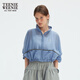 
Teenie Weenie Bear Women's Jacket 2025 Summer New Lightweight Comfortable Fashion Short Stand Collar Top Blue M