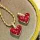 Junpo French romantic 18K gold ruby ​​love pendant high-end light luxury neck jewelry ins style gift 18K gold ruby ​​love pendant